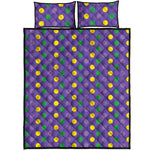 Mardi Gras Polka Dot Pattern Print Quilt Bed Set