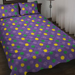 Mardi Gras Polka Dot Pattern Print Quilt Bed Set
