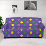 Mardi Gras Polka Dot Pattern Print Sofa Cover