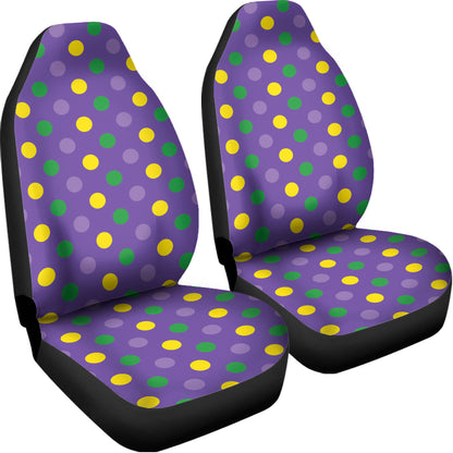 Mardi Gras Polka Dot Pattern Print Universal Fit Car Seat Covers
