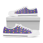 Mardi Gras Polka Dot Pattern Print White Low Top Shoes