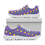 Mardi Gras Polka Dot Pattern Print White Sneakers