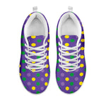 Mardi Gras Polka Dot Pattern Print White Sneakers