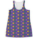 Mardi Gras Polka Dot Pattern Print Women's Racerback Tank Top