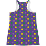 Mardi Gras Polka Dot Pattern Print Women's Racerback Tank Top