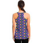 Mardi Gras Polka Dot Pattern Print Women's Racerback Tank Top