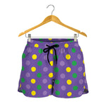 Mardi Gras Polka Dot Pattern Print Women's Shorts