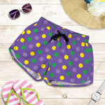 Mardi Gras Polka Dot Pattern Print Women's Shorts