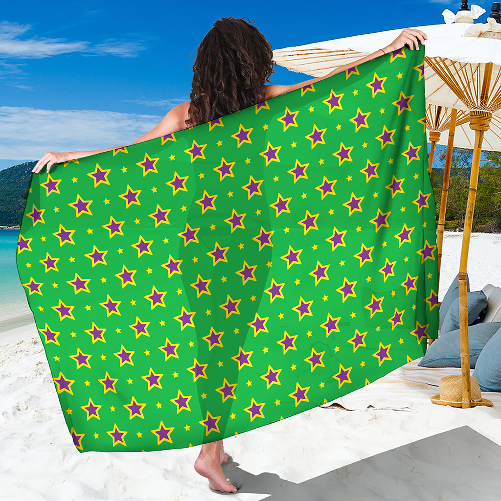 Mardi Gras Star Pattern Print Beach Sarong Wrap