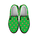 Mardi Gras Star Pattern Print Black Slip On Shoes