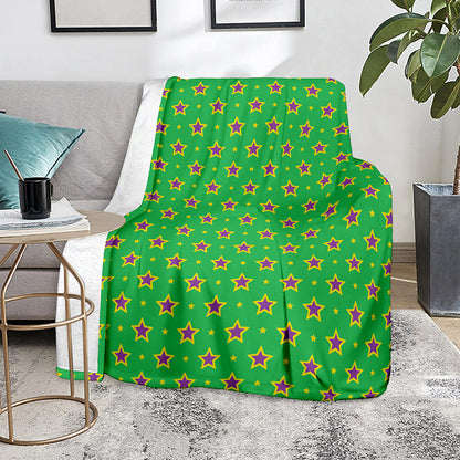 Mardi Gras Star Pattern Print Blanket