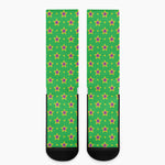 Mardi Gras Star Pattern Print Crew Socks