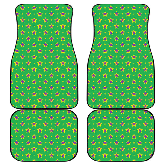 Mardi Gras Star Pattern Print Front and Back Car Floor Mats