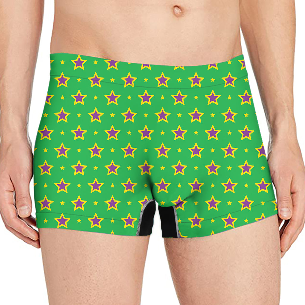 Mardi Gras Star Pattern Print Men's Boxer Briefs