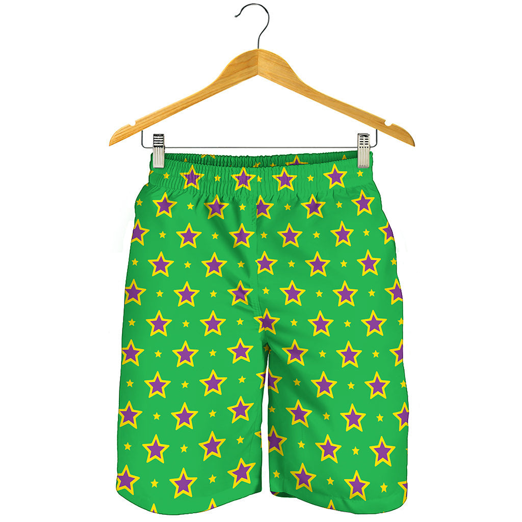 Mardi Gras Star Pattern Print Men's Shorts