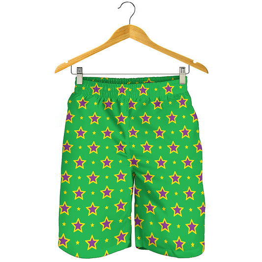 Mardi Gras Star Pattern Print Men's Shorts