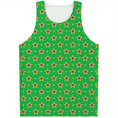 Mardi Gras Star Pattern Print Men's Tank Top
