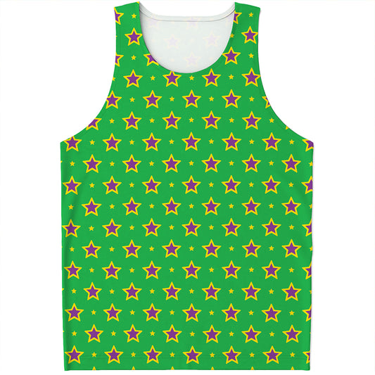 Mardi Gras Star Pattern Print Men's Tank Top