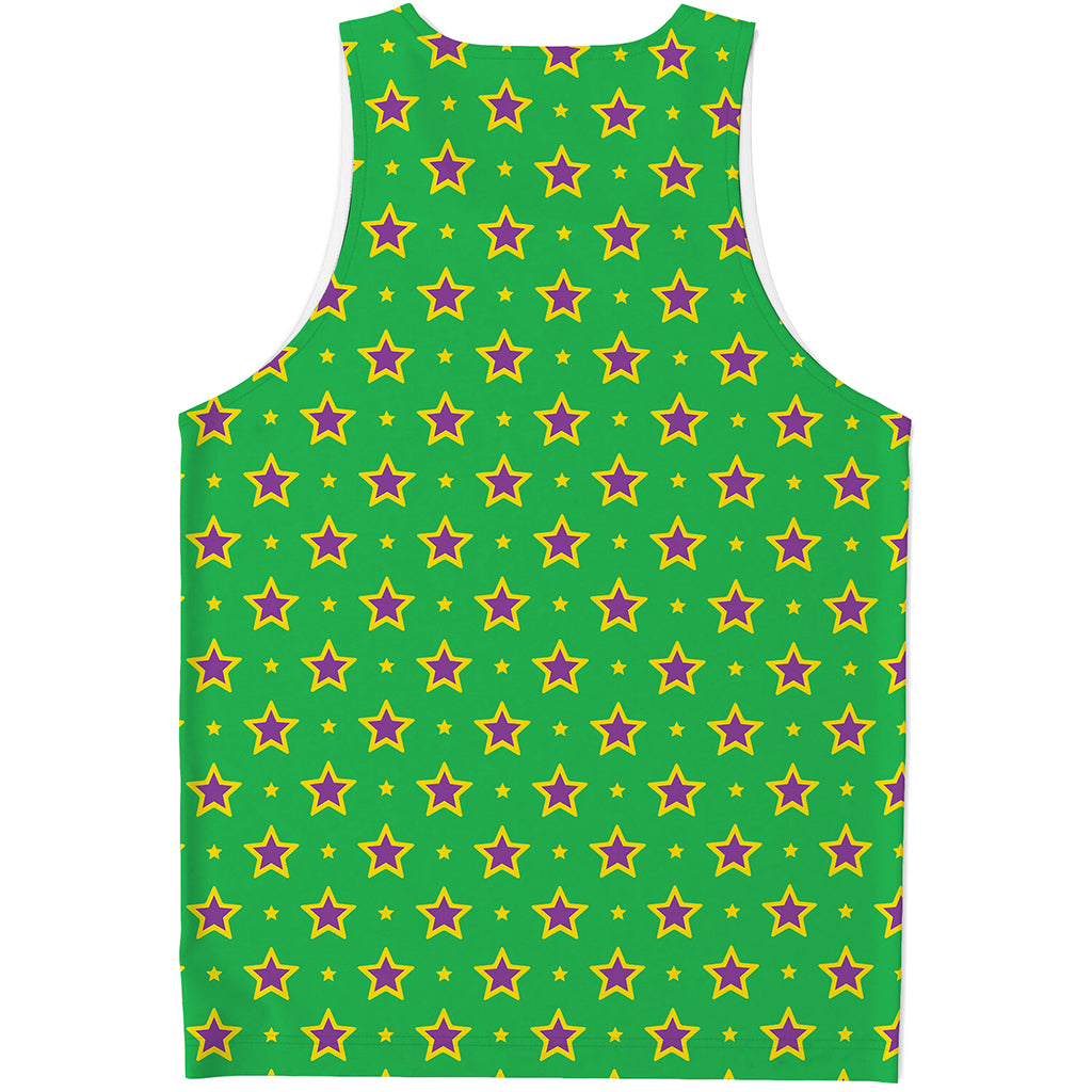 Mardi Gras Star Pattern Print Men's Tank Top