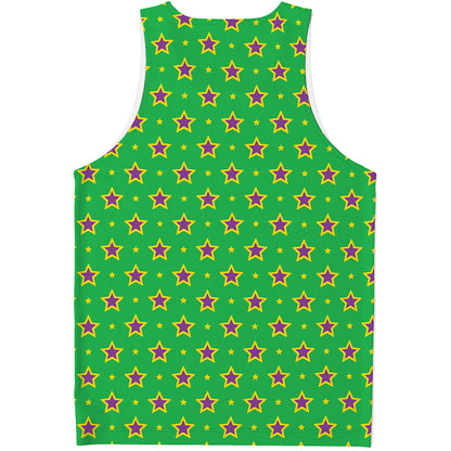 Mardi Gras Star Pattern Print Men's Tank Top