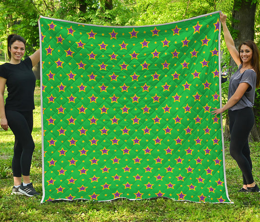 Mardi Gras Star Pattern Print Quilt