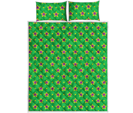 Mardi Gras Star Pattern Print Quilt Bed Set