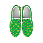 Mardi Gras Star Pattern Print White Slip On Shoes