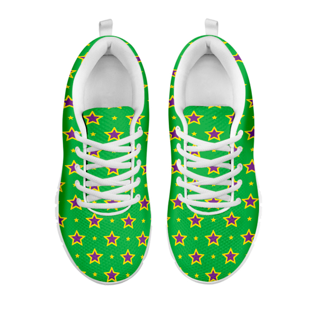 Mardi Gras Star Pattern Print White Sneakers
