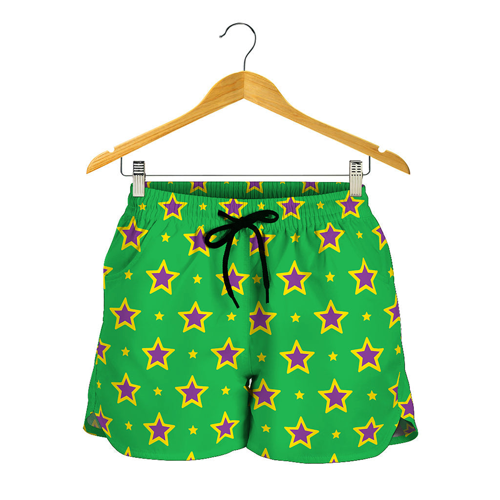 Mardi Gras Star Pattern Print Women's Shorts