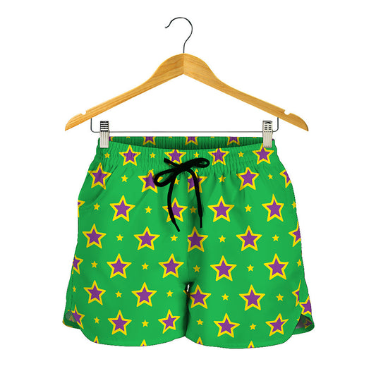 Mardi Gras Star Pattern Print Women's Shorts