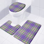 Mardi Gras Tartan Plaid Pattern Print 3 Piece Bath Mat Set