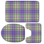 Mardi Gras Tartan Plaid Pattern Print 3 Piece Bath Mat Set