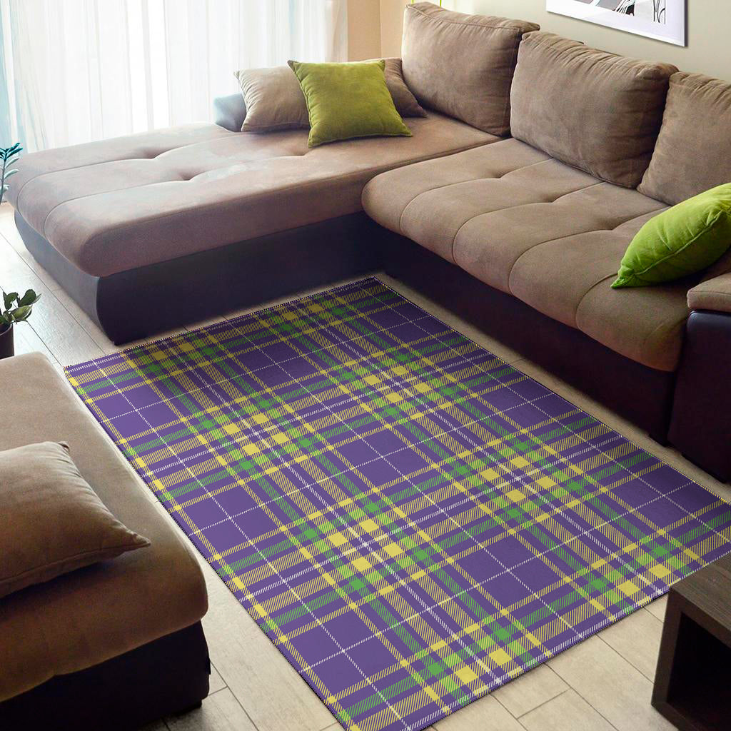 Mardi Gras Tartan Plaid Pattern Print Area Rug