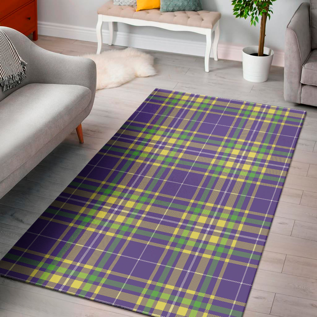 Mardi Gras Tartan Plaid Pattern Print Area Rug