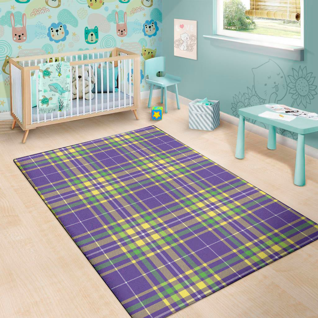 Mardi Gras Tartan Plaid Pattern Print Area Rug