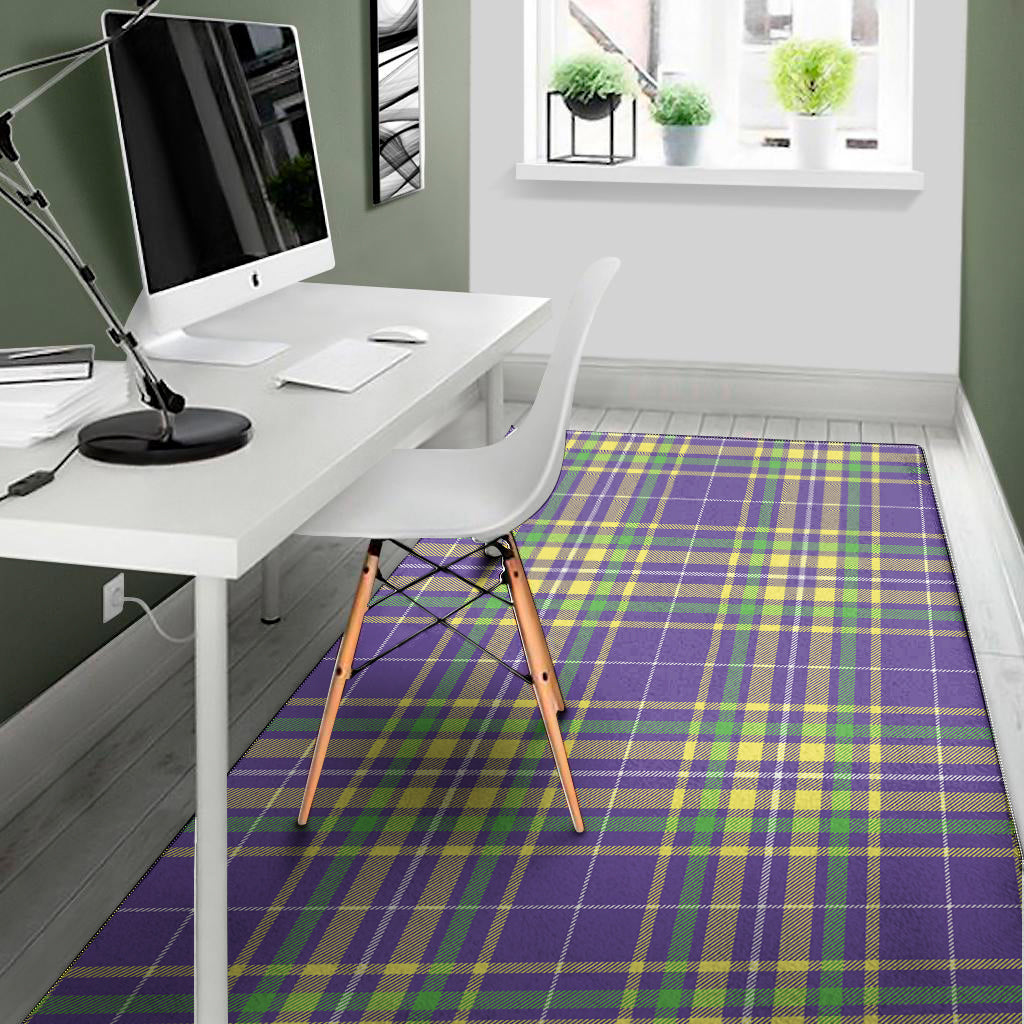 Mardi Gras Tartan Plaid Pattern Print Area Rug