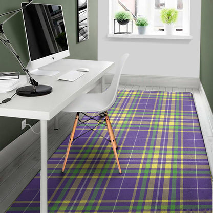 Mardi Gras Tartan Plaid Pattern Print Area Rug