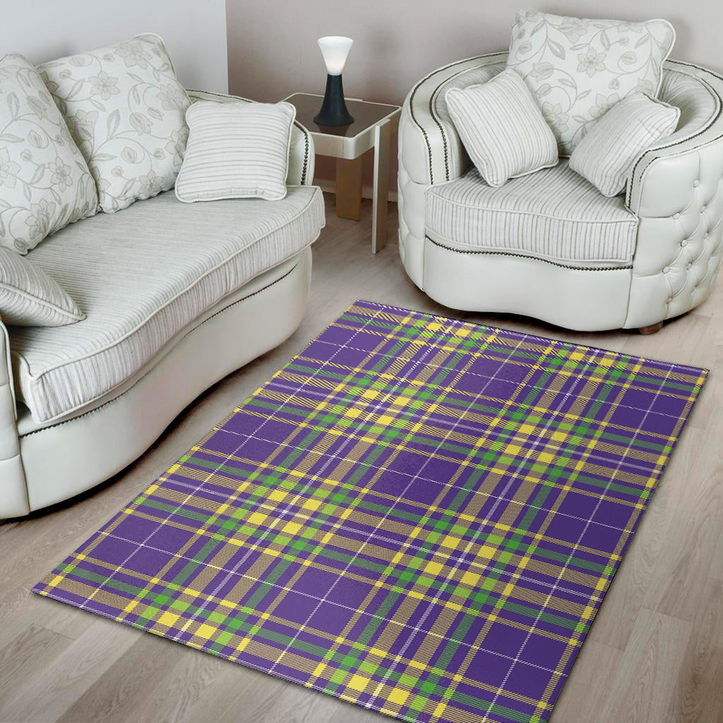 Mardi Gras Tartan Plaid Pattern Print Area Rug