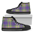 Mardi Gras Tartan Plaid Pattern Print Black High Top Sneakers