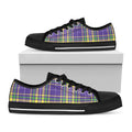 Mardi Gras Tartan Plaid Pattern Print Black Low Top Sneakers
