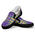 Mardi Gras Tartan Plaid Pattern Print Black Slip On Sneakers
