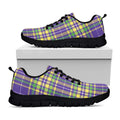 Mardi Gras Tartan Plaid Pattern Print Black Running Shoes