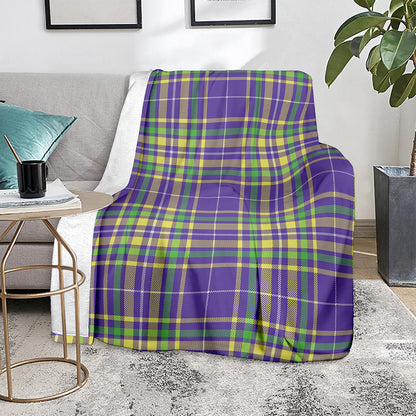 Mardi Gras Tartan Plaid Pattern Print Blanket