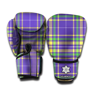 Mardi Gras Tartan Plaid Pattern Print Boxing Gloves