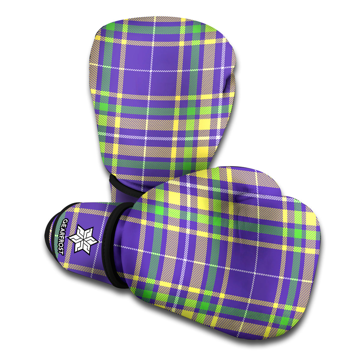 Mardi Gras Tartan Plaid Pattern Print Boxing Gloves