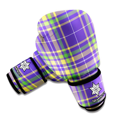Mardi Gras Tartan Plaid Pattern Print Boxing Gloves