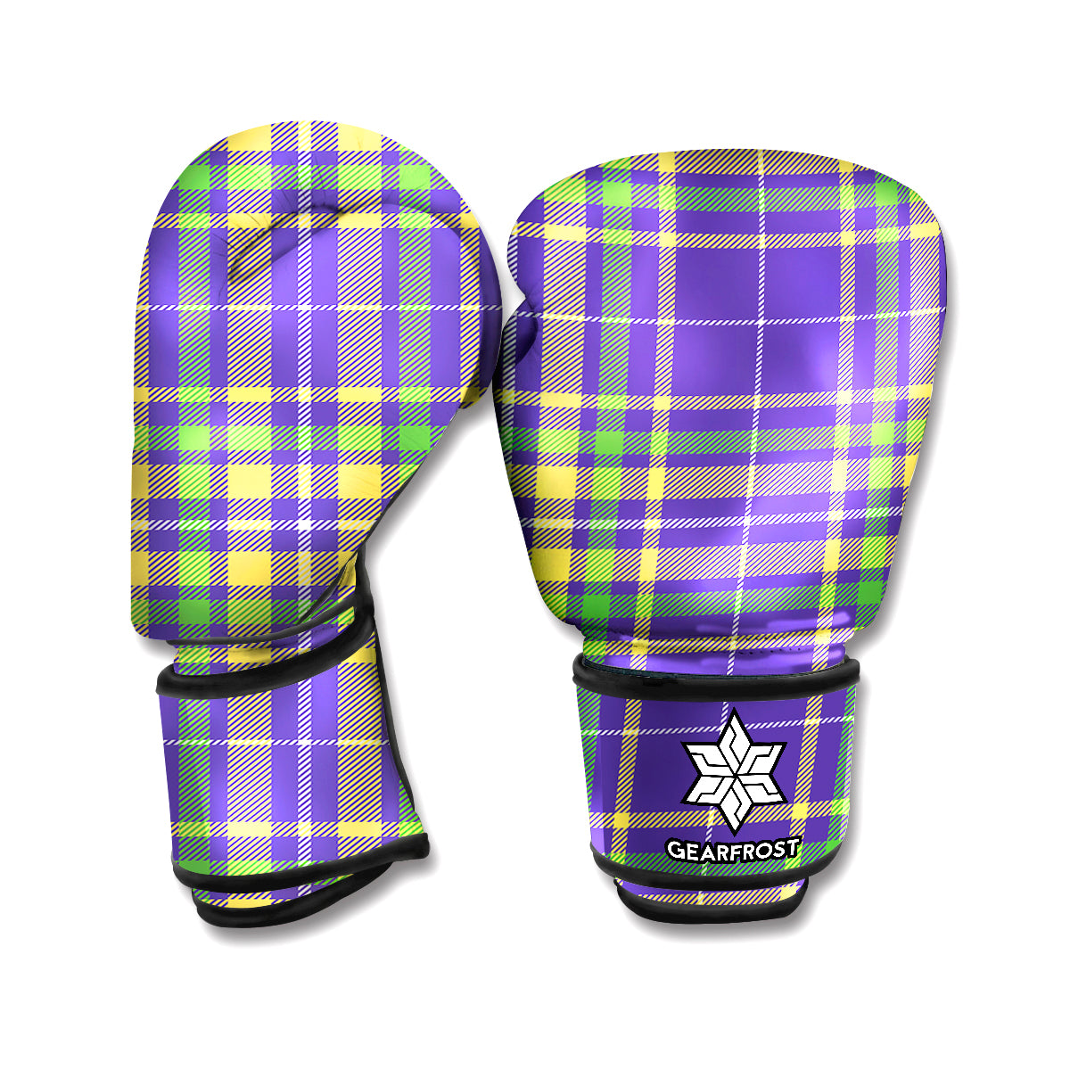 Mardi Gras Tartan Plaid Pattern Print Boxing Gloves
