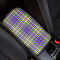 Mardi Gras Tartan Plaid Pattern Print Car Center Console Cover
