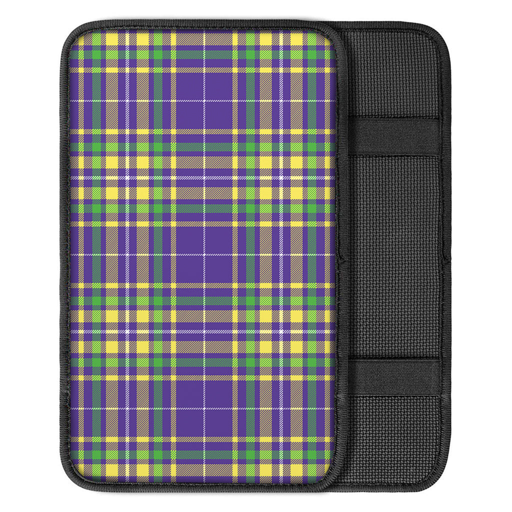 Mardi Gras Tartan Plaid Pattern Print Car Center Console Cover