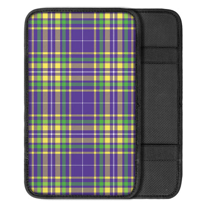 Mardi Gras Tartan Plaid Pattern Print Car Center Console Cover